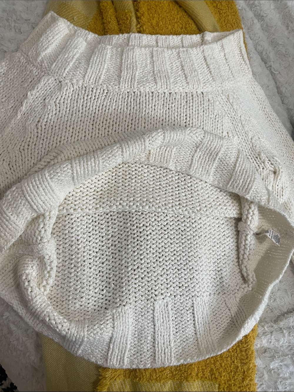 Free People Women’s Ivory Cotton Knit Sweater L 🤍 - Picture 10 of 10
